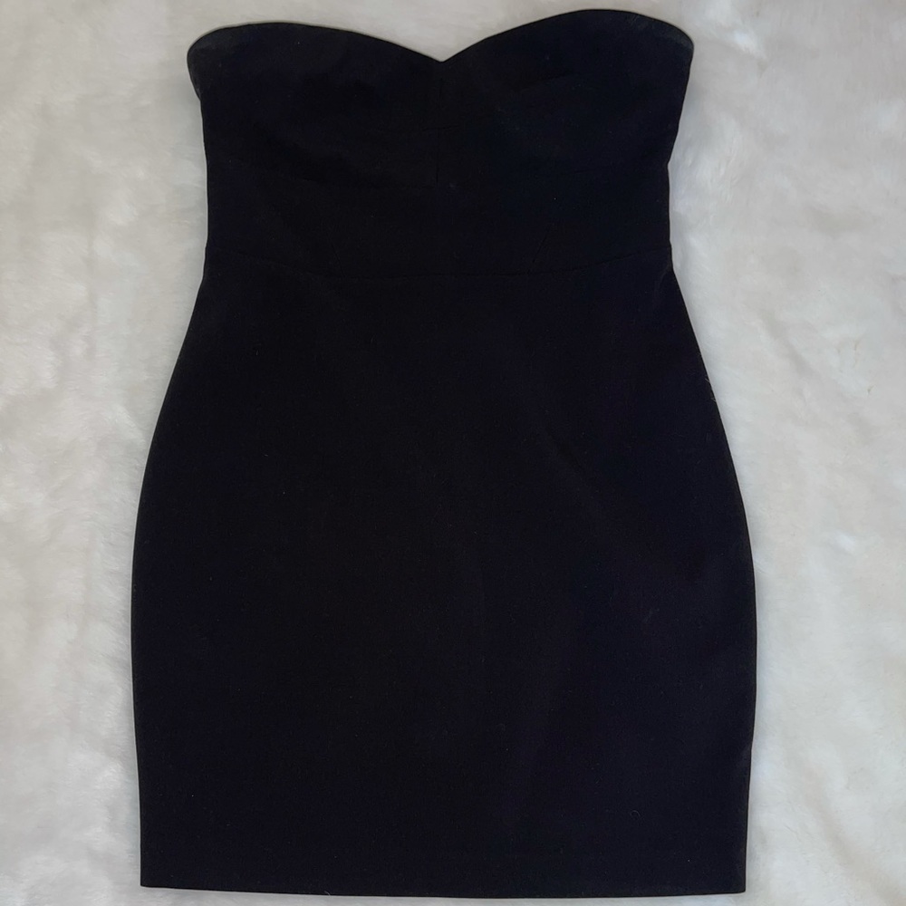 Likely black strapless dress